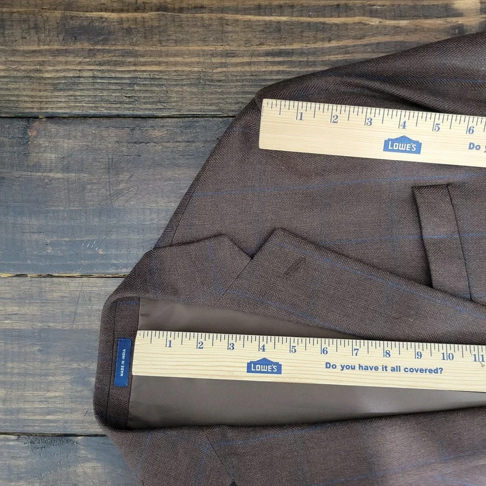 Stafford Men's Sport Coat Blazer Two Button Brown‎ Herringbone Plaid Classic 42R